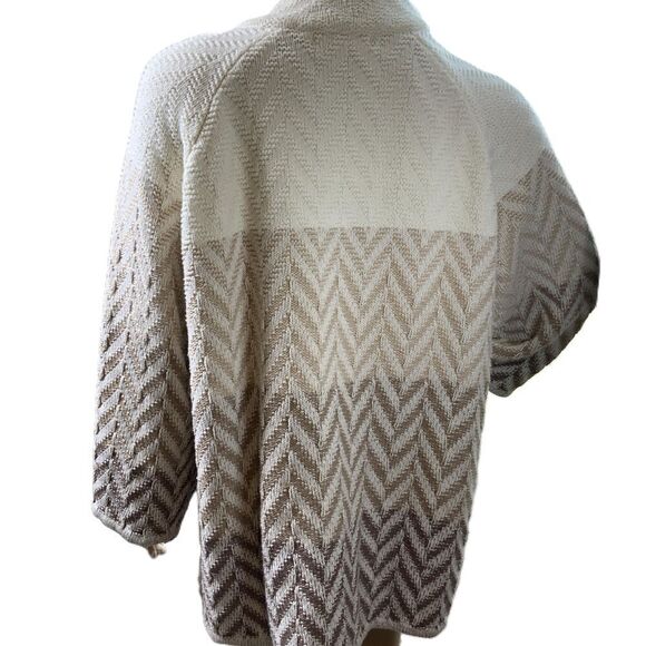 JM Collection Gray Brown Chevron Button Open Front Cardigan Sz 2X Work Academia - Picture 9 of 12